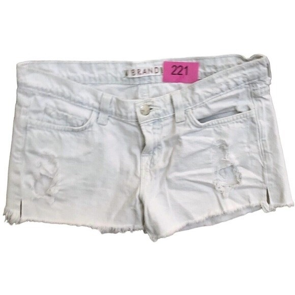 J Brand denim shorts broken bone cut off white light distressed size 26 | 2 - Picture 4 of 8